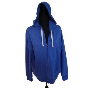 M & S Collection Active Womens Blue Zip Front Hoodie Sweatshirt Size M